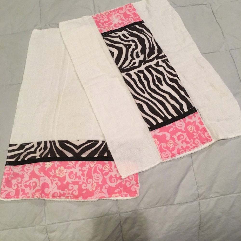 Two handmade burp pads